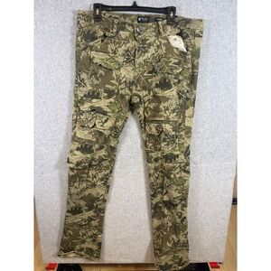 Waimea New York Stacked Fit Leaf Camo Cargo Pants Mens 38 Green Streetwear